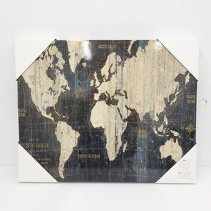 Old World Style Map on Canvas Print Glossy Finish Frameless Design 20x16in